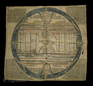 Jain cosmological mandala as a plan of Jambudvipa,Gujarat,Western India,Made on Paper Condition is little week,Mid-18th Century. Its Size is 40cm x 45cm(DSC02114 New).          