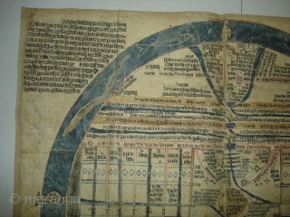 Jain cosmological mandala as a plan of Jambudvipa,Gujarat,Western India,Made on Paper Condition is little week,Mid-18th Century. Its Size is 40cm x 45cm(DSC02114 New).          