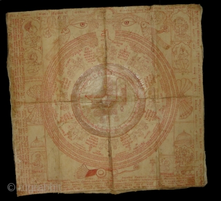 Tantrik Path or Devi Path,From Gujarat India.Inscribed all over with Yantra and Mantras,these works were painted entirely by the Tantriks priests(Sadhakas)for the personal worship and for attaining spiritual powers(Siddhis),Made on Paper,Condition is  ...