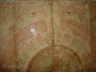 Tantrik Path or Devi Path,From Gujarat India.Inscribed all over with Yantra and Mantras,these works were painted entirely by the Tantriks priests(Sadhakas)for the personal worship and for attaining spiritual powers(Siddhis),Made on Paper,Condition is  ...