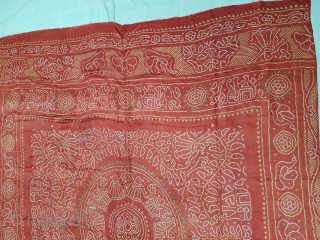 Tie And Dye Odhani,Gajji-Silk From Jamnagar,Gujarat, India.C.1900.Showing Dancing Gopies of Rasamandala in forests,Its size is 155cmX192cm(142210).                 