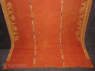 Rare Kind of Chope Phulkari From East(India)Punjab, India.C.1900.Cotton Khaddar Fabric,Silk-Floss Threads Stitches,Its size is 140cmX218cm(DSC00233).                  