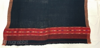 Waziri Shawl (Indigo Blue Dark Black Type Colour) for Man From Waziristan, Pakistan. India.C.1900.Natural Dye with Hand Woven Cotton and silk ends,with silk end borders.Its size is 102mX224cm(20181208_155003).     