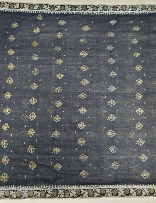 Nilambari Dhakai Jamdani Saree Indigo blue Natural Colour, Cotton with Real Zari weaving From Dhaka District, of Bangladesh. India. Jamdani was originally known as Dhakai named after the city of Dhaka, Jamdani  ...