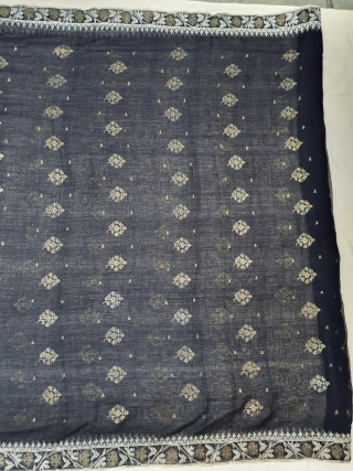 Nilambari Dhakai Jamdani Saree Indigo blue Natural Colour, Cotton with Real Zari weaving From Dhaka District, of Bangladesh. India. Jamdani was originally known as Dhakai named after the city of Dhaka, Jamdani  ...