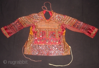 Ceremonial Women’s Blouse (Kapada) Fine Mutwa Saiyed Embroidery from Kutch Gujarat India. India.Silk Embroidery on the Silk, With fine Quality Mirror Work. This were traditionally used mainly Mutwa Saiyed Community of Abdasa  ...