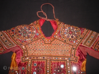 Ceremonial Women’s Blouse (Kapada) Fine Mutwa Saiyed Embroidery from Kutch Gujarat India. India.Silk Embroidery on the Silk, With fine Quality Mirror Work. This were traditionally used mainly Mutwa Saiyed Community of Abdasa  ...