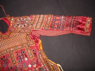 Ceremonial Women’s Blouse (Kapada) Fine Mutwa Saiyed Embroidery from Kutch Gujarat India. India.Silk Embroidery on the Silk, With fine Quality Mirror Work. This were traditionally used mainly Mutwa Saiyed Community of Abdasa  ...