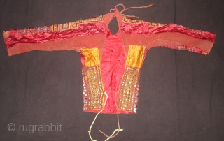 Ceremonial Women’s Blouse (Kapada) Fine Mutwa Saiyed Embroidery from Kutch Gujarat India. India.Silk Embroidery on the Silk, With fine Quality Mirror Work. This were traditionally used mainly Mutwa Saiyed Community of Abdasa  ...