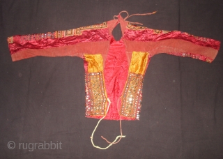 Ceremonial Women’s Blouse (Kapada) Fine Mutwa Saiyed Embroidery from Kutch Gujarat India. India.Silk Embroidery on the Silk, With fine Quality Mirror Work. This were traditionally used mainly Mutwa Saiyed Community of Abdasa  ...