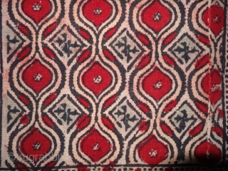 Saudagiri Trade Textiles of Gujarat, Block Printed On Cotton Khadi From Kutch Gujarat, India.C.1900.Its size is 85cmX188cm(DSC07008).                