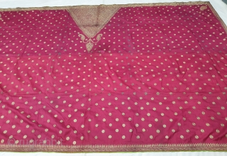 Very Rare Ceremonial Chamba Odhani With Rare Ghunghat Design, From Himachal Pradesh, India. C.1900.Silk ground with Real Zari Embroidery.Its size is 152cmX233cm (20200823_160551).          