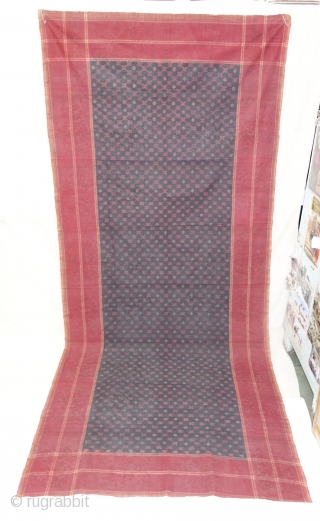 Telia Ikat Rumal or Dupatta,From Andhra Pradesh South India. India.Cotton warp And Weft Ikat.Circa 1900.Its Size is 112X262cm(DSC08169)
               