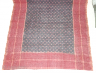 Telia Ikat Rumal or Dupatta,From Andhra Pradesh South India. India.Cotton warp And Weft Ikat.Circa 1900.Its Size is 112X262cm(DSC08169)
               