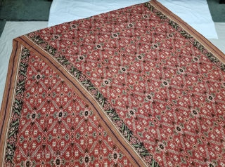 Patola Sari Silk Double ikat.Probably Patan Gujarat. India.

This Patola sari has the type of geometric,non figurative pattern particularly favored by the ismaili Muslim merchant community of the Vohras.And its called Vohra-Gaji-Bhat.(Vohra Type  ...