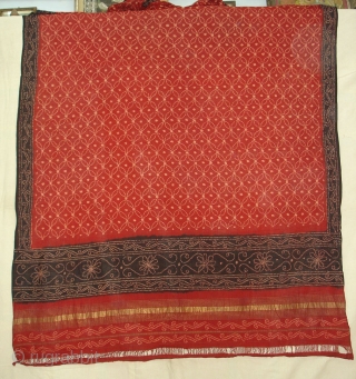 Tie and Dye(Cotton)Sari From Kutch Gujarat India.Its size is 135cmx430cm.About the Condition Some original repairs(DSC06008 New).                 