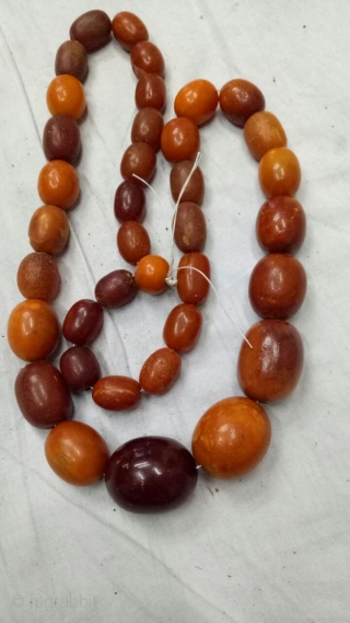 Amber Necklace 37 Beads Kutch Gujarat India.C.1900,Its Weight is 122 Gram. Good condition(DSCO0905 New).                   