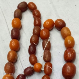 Amber Necklace 37 Beads Kutch Gujarat India.C.1900,Its Weight is 122 Gram. Good condition(DSCO0905 New).                   