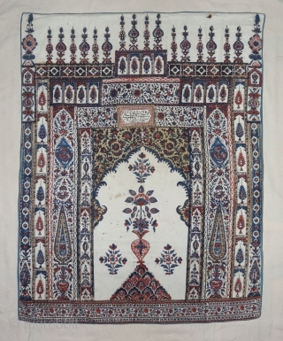 Kalamkari of Jainamaz style,From Msulipatam,Andhra Pradesh, India.Made for Persian Market,C.1900.Hand spurn cotton,Natural Dyes.Its size is 78cmX100cm(DSC07065).                 