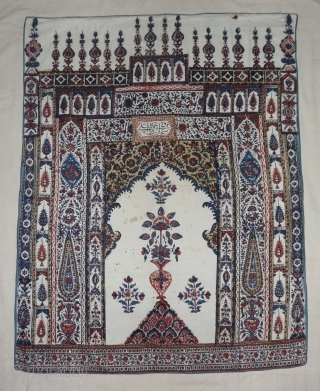 Kalamkari of Jainamaz style,From Msulipatam,Andhra Pradesh, India.Made for Persian Market,C.1900.Hand spurn cotton,Natural Dyes.Its size is 78cmX100cm(DSC07065).                 