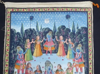 Raas-Leela Pichwai  From Nathdwara Rajasthan, India. India. Painted On the Cotton, Pigments Painted Heightened With Gold. 

The rasa lila takes place one night when the Gopis of Vrindavan, upon hearing the  ...