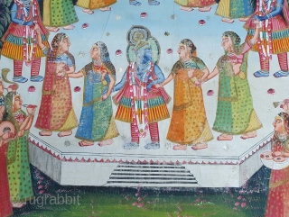 Raas-Leela Pichwai  From Nathdwara Rajasthan, India. India. Painted On the Cotton, Pigments Painted Heightened With Gold. 

The rasa lila takes place one night when the Gopis of Vrindavan, upon hearing the  ...