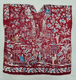 Cheena-Cheeni no Jhablo or Jhablo (Blouse) of Parsi Community From Surat Gujarat India. 
The pattern Elements of this Jhabla is related to a folk Tale. The garden scene is filled with repeats of a variety of flowering trees,  ...