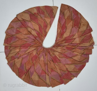 Panch Rangi (Five Colours) Multi-Colour- Multi-Design, Lahariya Tie and Dye Mothara 
Ghaghra From Shekhawati District of Rajasthan. India. 

Its size is L- 72cm, Diameter is 2100cm (20230904_154445).
.      
