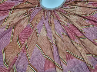 Panch Rangi (Five Colours) Multi-Colour- Multi-Design, Lahariya Tie and Dye Mothara 
Ghaghra From Shekhawati District of Rajasthan. India. 

Its size is L- 72cm, Diameter is 2100cm (20230904_154445).
.      