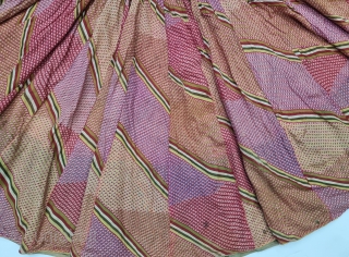 Panch Rangi (Five Colours) Multi-Colour- Multi-Design, Lahariya Tie and Dye Mothara 
Ghaghra From Shekhawati District of Rajasthan. India. 

Its size is L- 72cm, Diameter is 2100cm (20230904_154445).
.      