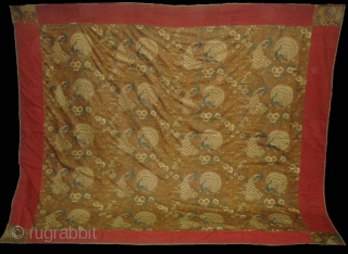 Pichwai of Morakuti or Varshakaal (Rainy Season) Divalgiri Roller- Printed on cotton,Made in Manchester England,for Indian Market.The mating dance of the Peacock Signals the onset of the Monsoons, The Dusty colour Ground  ...