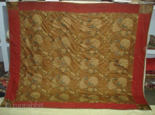 Pichwai of Morakuti or Varshakaal (Rainy Season) Divalgiri Roller- Printed on cotton,Made in Manchester England,for Indian Market.The mating dance of the Peacock Signals the onset of the Monsoons, The Dusty colour Ground  ...