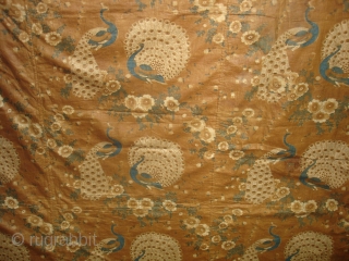 Pichwai of Morakuti or Varshakaal (Rainy Season) Divalgiri Roller- Printed on cotton,Made in Manchester England,for Indian Market.The mating dance of the Peacock Signals the onset of the Monsoons, The Dusty colour Ground  ...