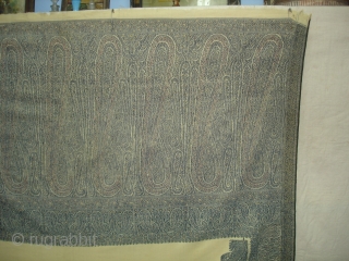 Highly Sikh Period Jamawar Long Shawl From Kashmir, India.Made for Sikh family of Punjab.C.1835.Its Size is 135cmx345cm.Its condition is very good(DSC03270 New).           