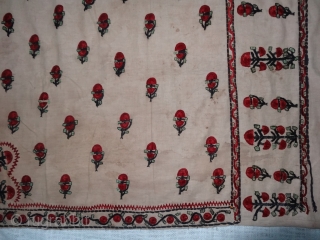 Abochhini Shawl for Women Probably from Sodha Group of Tharparkar Region of Sindh, undivided India. India .1900.Cotton with Silk Embroidery. Its size is 130cmX185cm(DSC07107).         