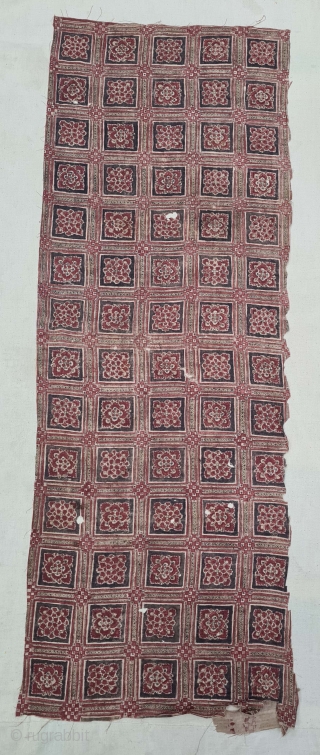 Floral Chintz Kalamkari Fragment Hand-Drawn Mordant-And Resist-Dyed Cotton,From Coromandel Coast South India. India. C.1725-1750. Exported to the European (Dutch Market) Market. Its size is 36cmX100cm(20210905_171639).        