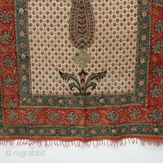 Floral Chintz Kalamkari of Jainamaz style, Hand-Drawn Mordant-And Resist-Dyed Cotton,From Coromandel Coast South India. India. Made for the Persian Market.

C.1750-1800. 

Its size is 85cmX143cm(IMG-20210907-WA0110)
         