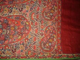 Rare Colour,Jamawar Long Shawl from Kashmir India.It has been made in Highly Sikh Period Around,C.1820.Its size is 120cm x 275cm.Condition is Good(DSC05679 New).Ask for more Detail Pictures.      