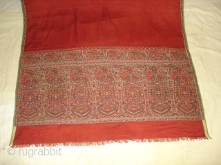 Rare Colour,Jamawar Long Shawl from Kashmir India.It has been made in Highly Sikh Period Around,C.1820.Its size is 120cm x 275cm.Condition is Good(DSC05679 New).Ask for more Detail Pictures.      