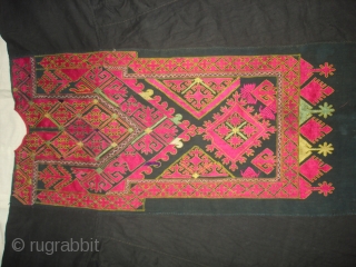 Woman's Embroidered Kurta(Shirt),From Swat Valley of Pakistan.The Black Natural Dye cotton field with Floss-Silk embroidery(DSC03347 New).                 