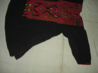 Woman's Embroidered Kurta(Shirt),From Swat Valley of Pakistan.The Black Natural Dye cotton field with Floss-Silk embroidery(DSC03347 New).                 