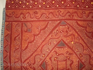 Tie and Dye Odhani From Shekhawati Distric of Rajasthan. India.Its Very rare Single Bandh Tie and Dye.Natural Colours.Its size is 154cmx205cm(DSC03600 New).           