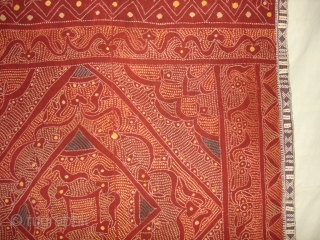 Tie and Dye Odhani From Shekhawati Distric of Rajasthan. India.Its Very rare Single Bandh Tie and Dye.Natural Colours.Its size is 154cmx205cm(DSC03600 New).           