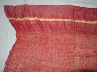 Kumbhi,The Tie and Dye Odhani(Bandhani)With Real Zari Badla Work embroidery And border.From Kutch Region of Gujarat,India.C.1900.Condition is very good.Its size is 130cmx160cm(DSC03784 New).          