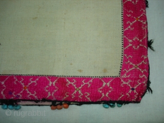 Pillow-Cover,Swat Valley(Pakistan).Cotton embroidered with floss silk.with woolen Braiding and Tassels.Its size is 35cm x 78cm(DSC04427 New).                 