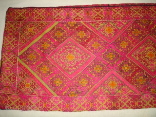 Pillow-Cover,Swat Valley(Pakistan).Cotton embroidered with floss silk.with woolen Braiding and Tassels.Its size is 41cm x 85cm(DSC04530 New).                 