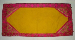 Pillow-Cover,Swat Valley(Pakistan).Cotton embroidered with floss silk.with woolen Braiding and Tassels.Its size is 41cm x 85cm(DSC04530 New).                 