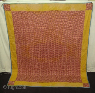 Roller Print(Cotton)Lahariya Wall Hanging From India or might be from Manchester England,Made for Indian Market,Used as for private shrines as Divalgiri.Its size is 183cmx218cm(DSC05116 New)        