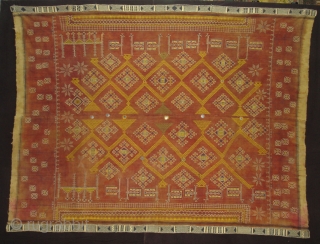 Odhani Bishnoi Shawl From Shekhawati District of Rajasthan, India. Odhani Showing the various Chopat design on cotton Khadder (Village Khadi)cloth with natural colours,This were traditionally used mainly by Bishnoi Group of Shekhawati  ...