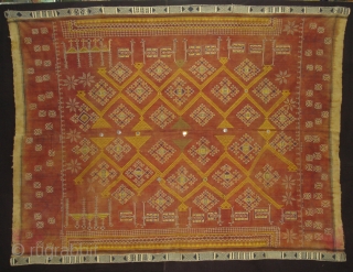 Odhani Bishnoi Shawl From Shekhawati District of Rajasthan, India. Odhani Showing the various Chopat design on cotton Khadder (Village Khadi)cloth with natural colours,This were traditionally used mainly by Bishnoi Group of Shekhawati  ...